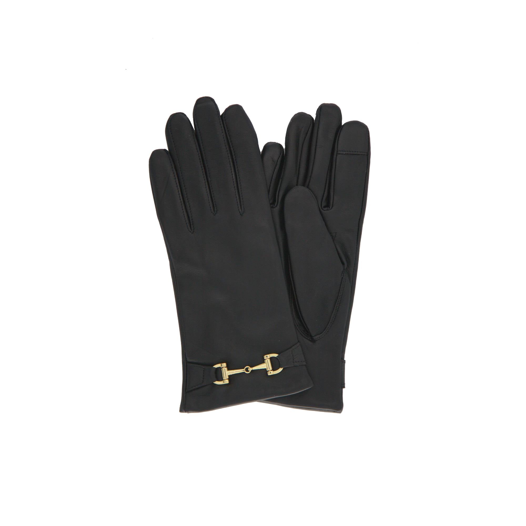 Borgarey svartir leðurhanskar (kvk)