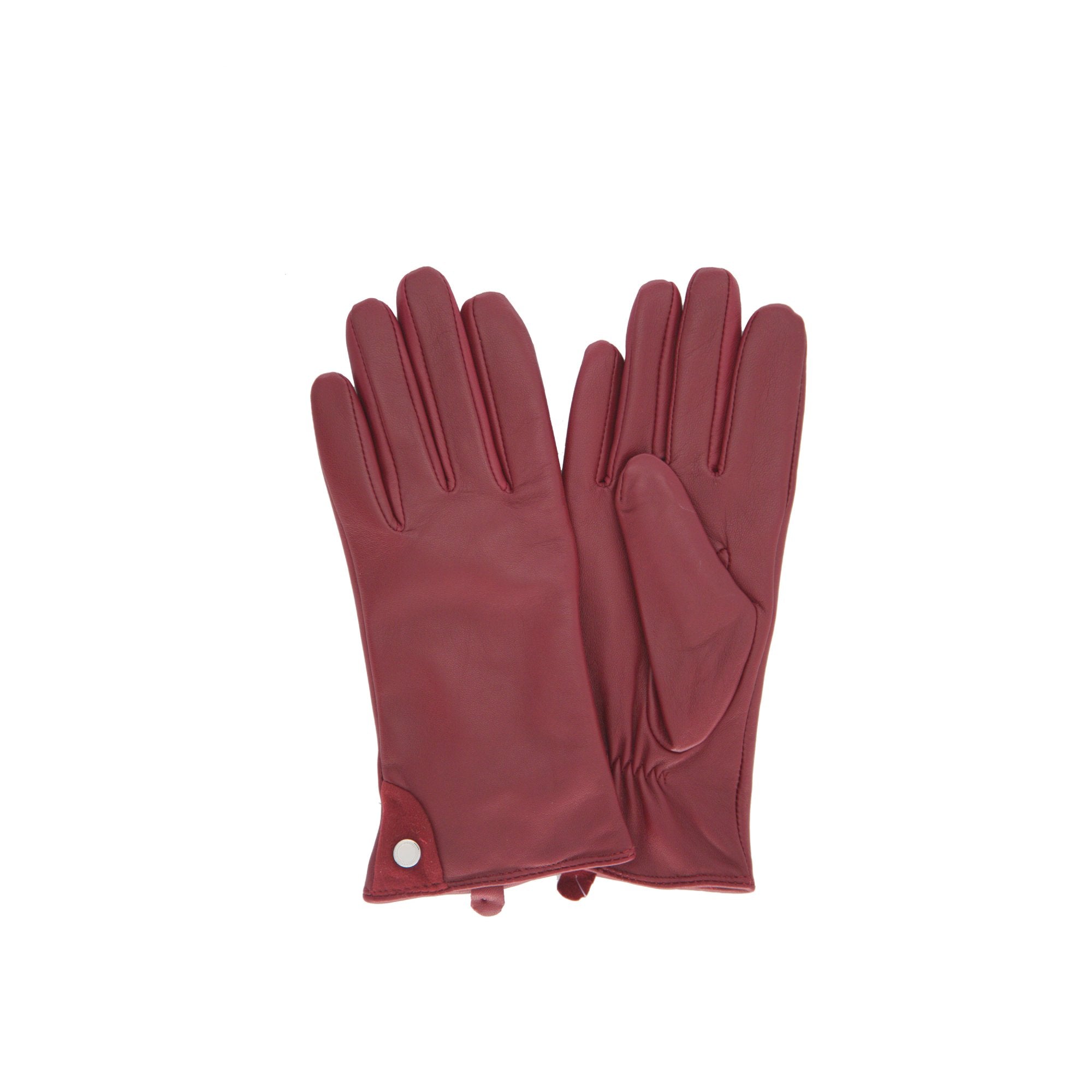 Papey dökkrauðir leðurhanskar (kvk)