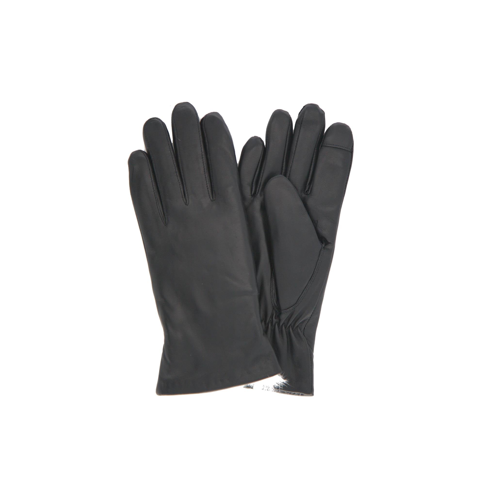Drangey svartir leðurhanskar með skinni (kvk)