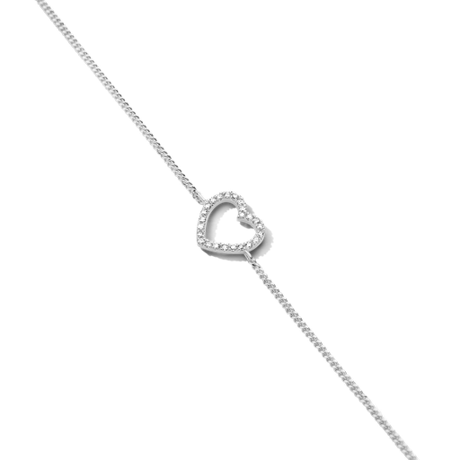 Heart Chain Armband, Hvítagullshúð