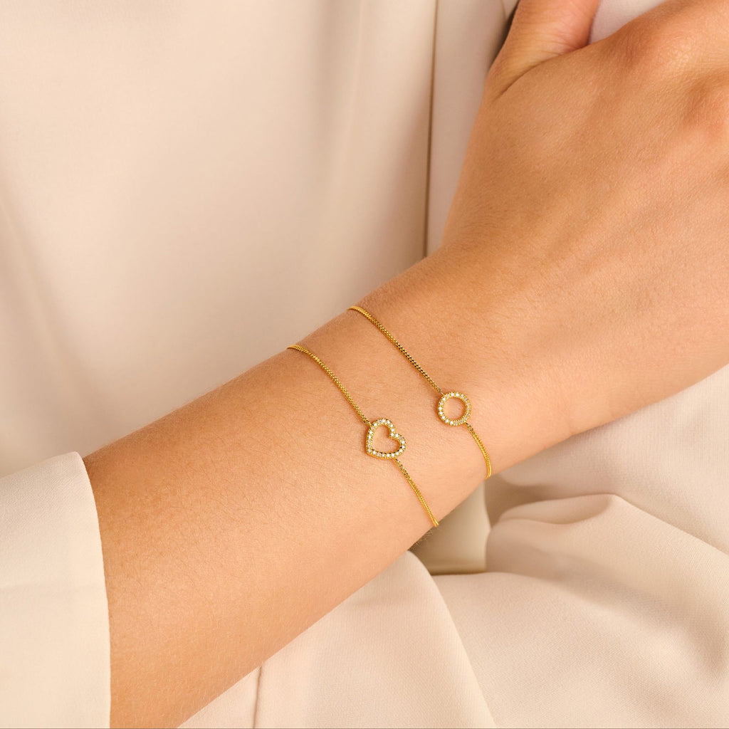 Heart Chain Armband, Hvítagullshúð