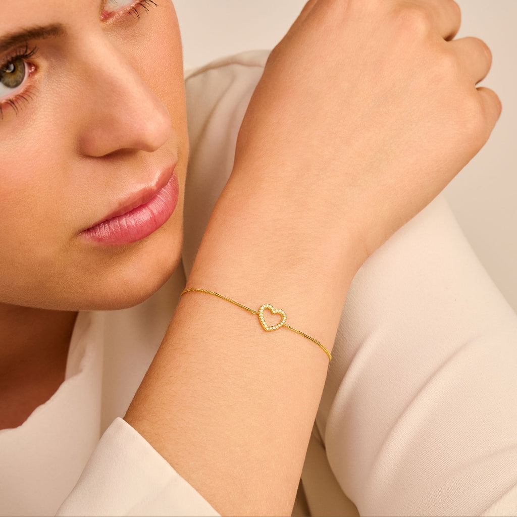 Heart Chain Armband, Hvítagullshúð